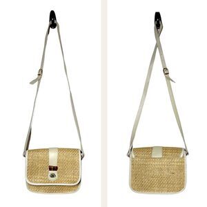 Etienne Aigner Wowen Crossbody Bag Wicker Purse Festival Travel Magnet Closure